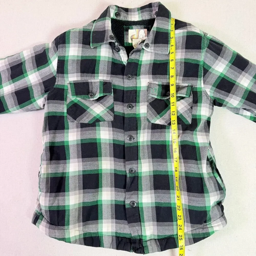 Ocean Pacific Plaid Flannel Sherpa Lined Shirt Jacket Men's M 90s Grunge Surfer